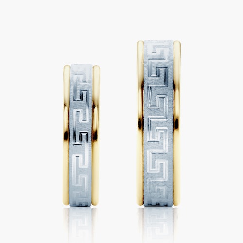 Obrączki ślubne: dwukolorowe złoto, płaskie, 5 mm